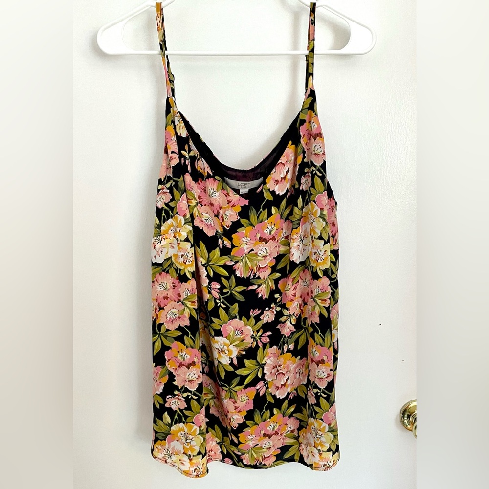 Loft Plus Size 18 Adjustable Camisole Navy Blue Pink Floral